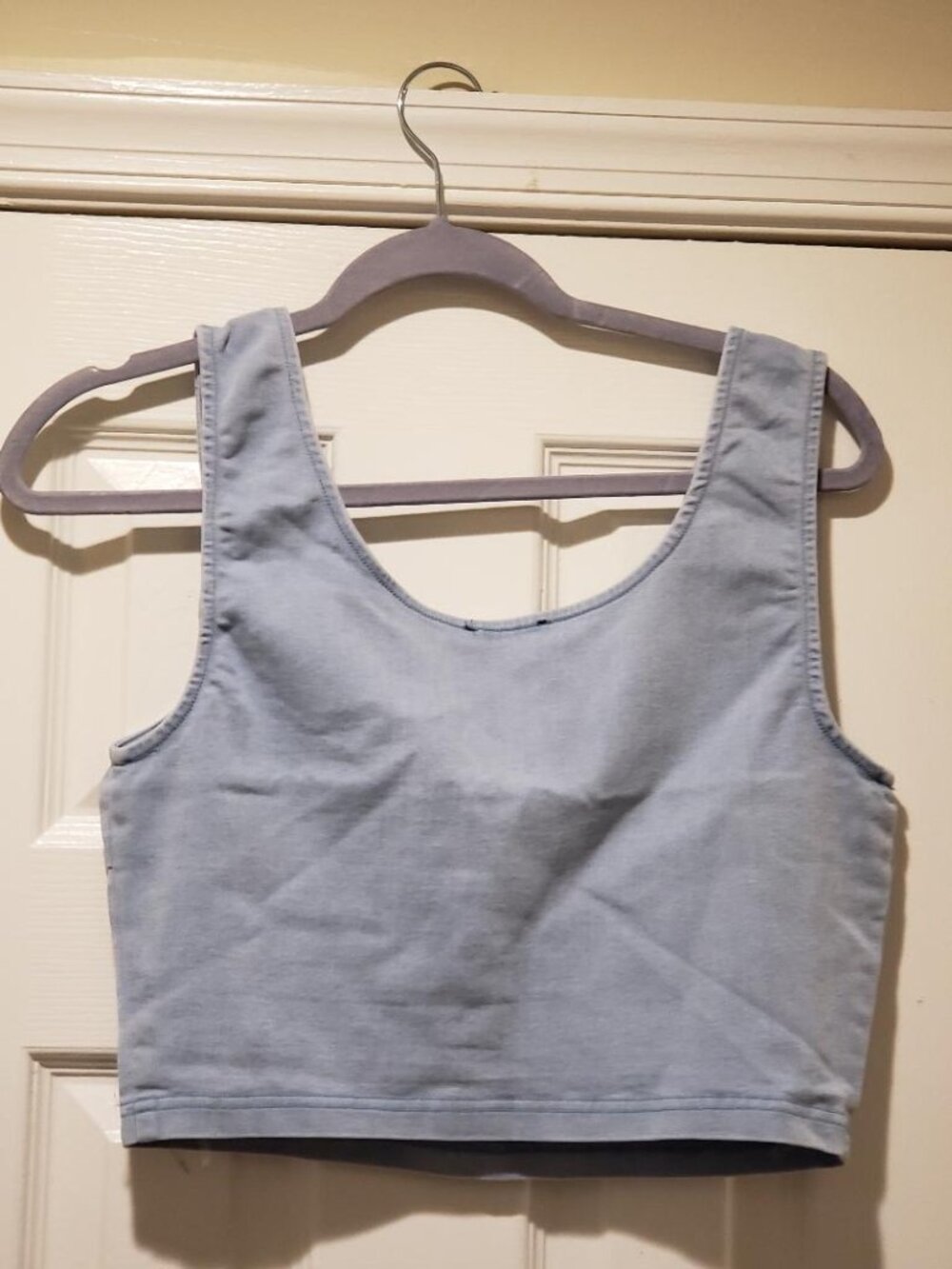 Juniors Medium Light Wash Crop Top & Skirt Set